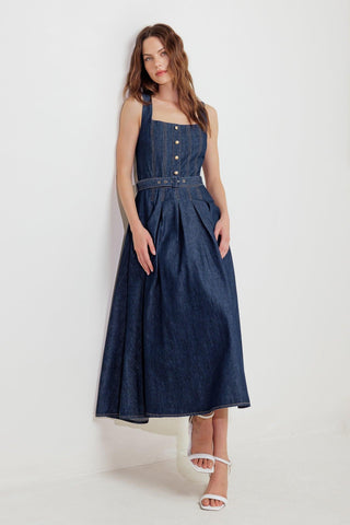 MOONLIGHT SERENADE DENIM MIDI DRESS - Glamourous Grace