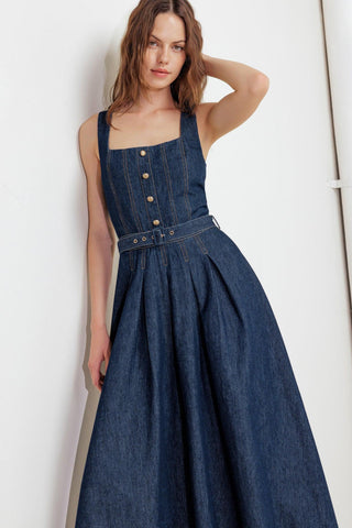 MOONLIGHT SERENADE DENIM MIDI DRESS - Glamourous Grace