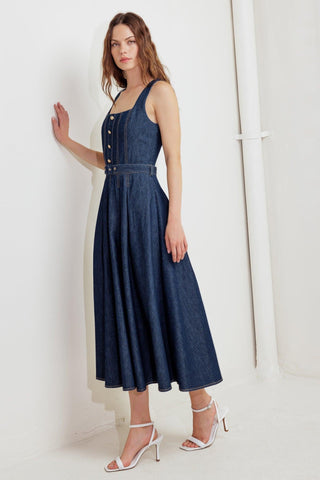 MOONLIGHT SERENADE DENIM MIDI DRESS - Glamourous Grace