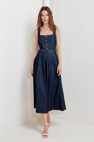 MOONLIGHT SERENADE DENIM MIDI DRESS - Glamourous Grace