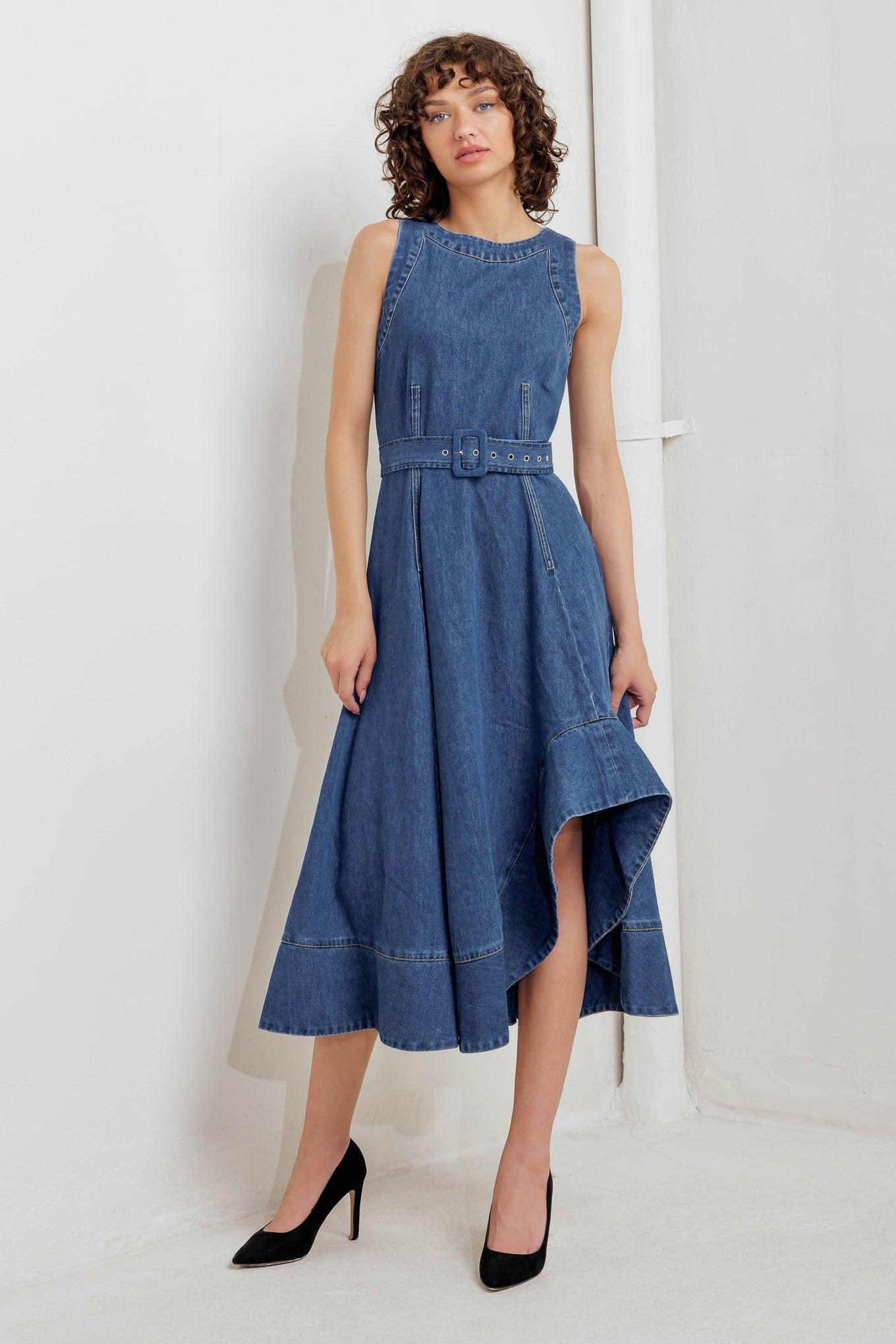 POET’S MUSE DENIM WOVEN MIDI DRESS - Glamourous Grace