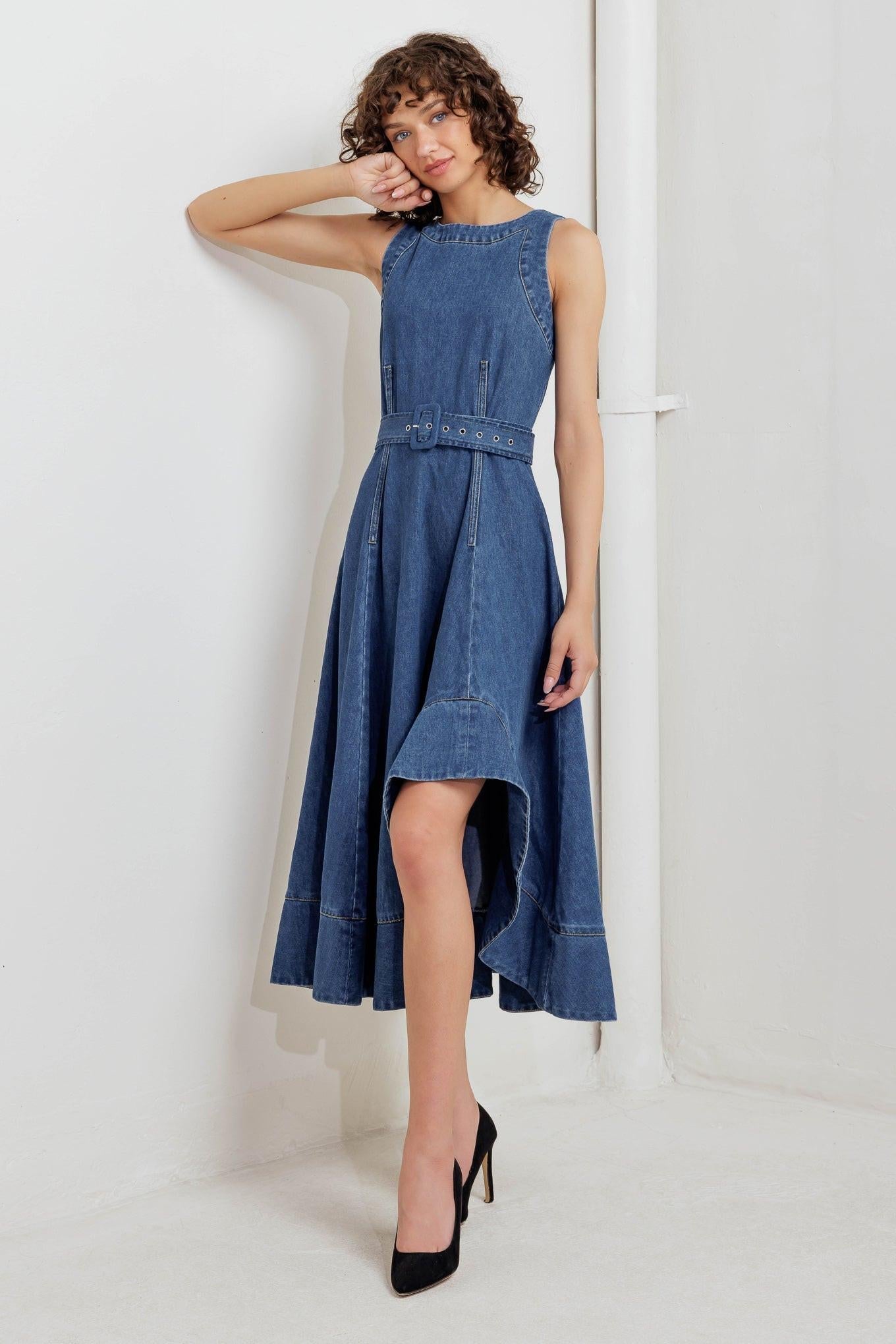 POET’S MUSE DENIM WOVEN MIDI DRESS - Glamourous Grace