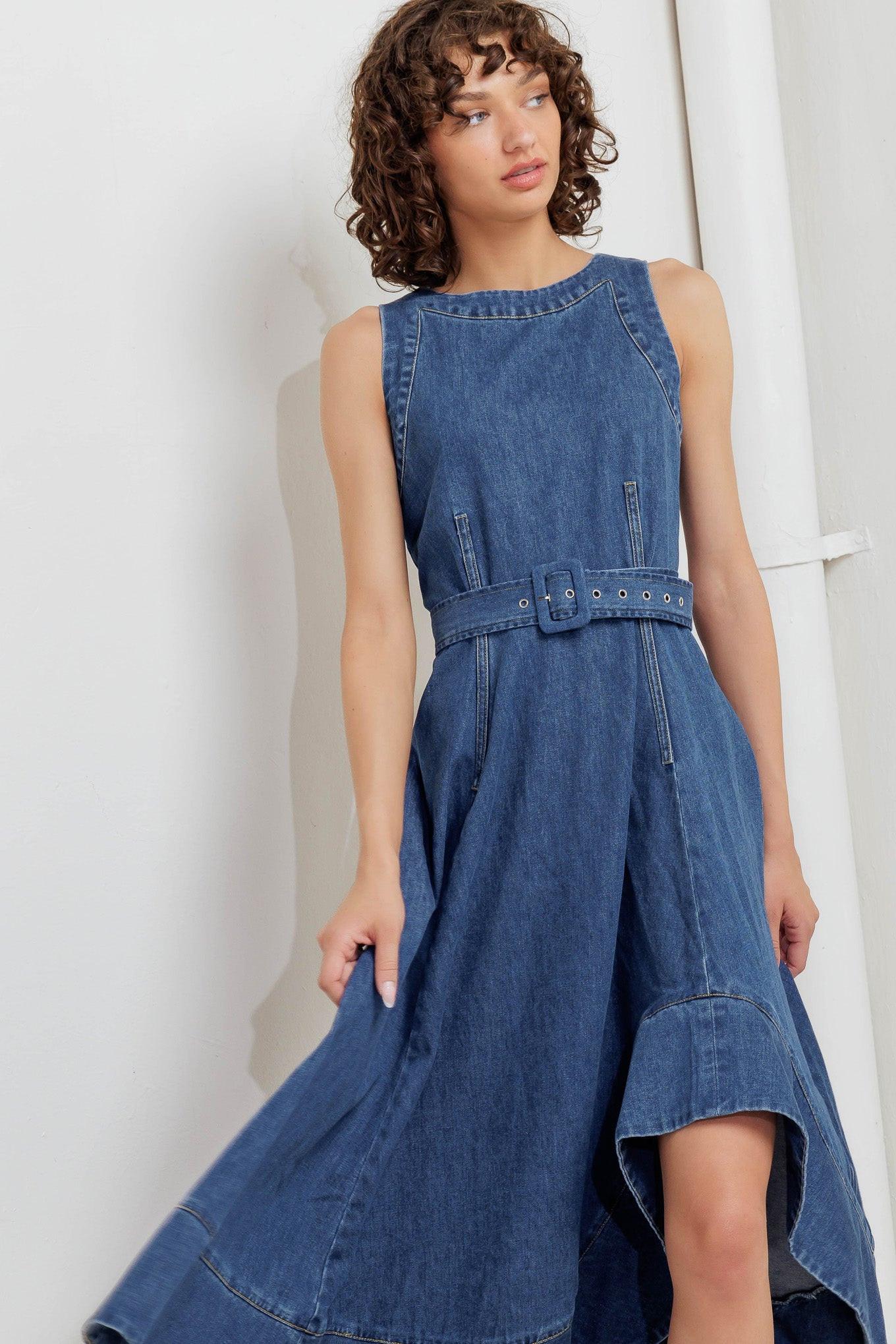 POET’S MUSE DENIM WOVEN MIDI DRESS - Glamourous Grace