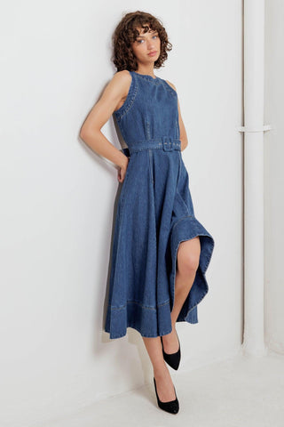 POET’S MUSE DENIM WOVEN MIDI DRESS - Glamourous Grace