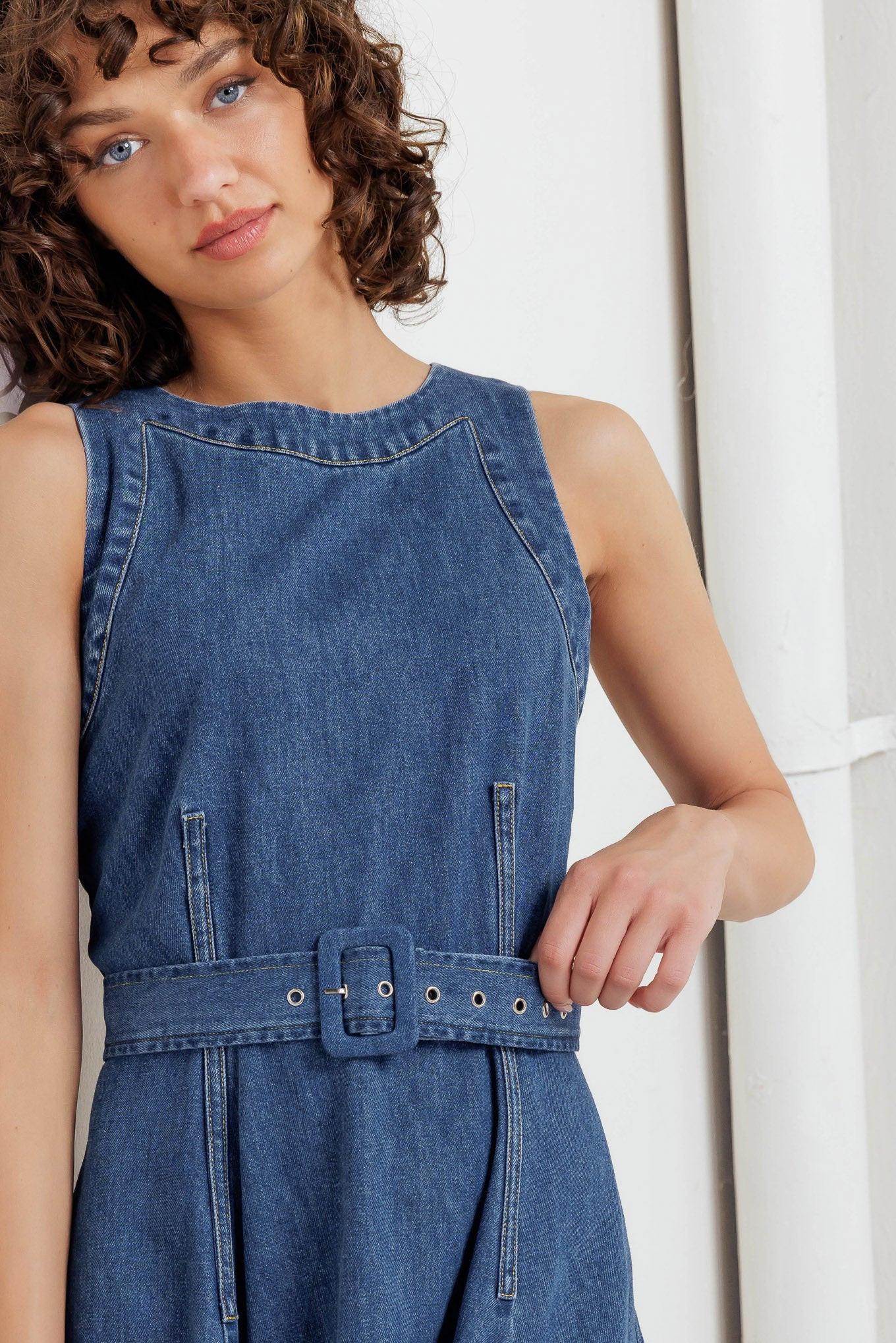 POET’S MUSE DENIM WOVEN MIDI DRESS - Glamourous Grace