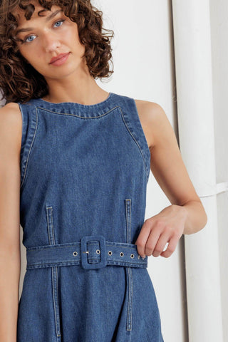 POET’S MUSE DENIM WOVEN MIDI DRESS - Glamourous Grace