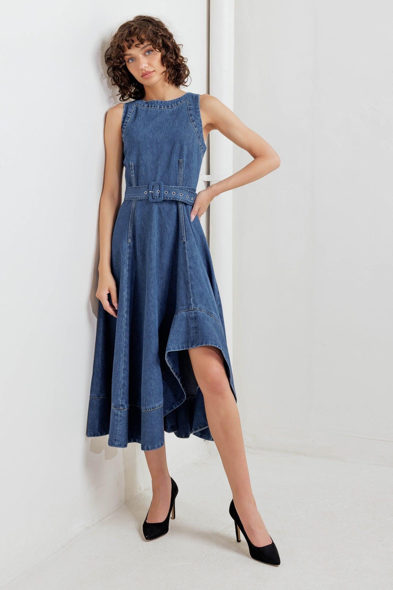 POET’S MUSE DENIM WOVEN MIDI DRESS - Glamourous Grace
