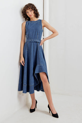 POET’S MUSE DENIM WOVEN MIDI DRESS - Glamourous Grace