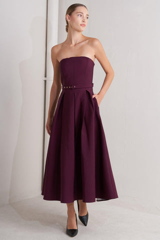 OPERA WINE WOVEN MIDI DRESS - Glamourous Grace