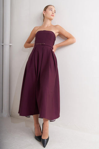 OPERA WINE WOVEN MIDI DRESS - Glamourous Grace