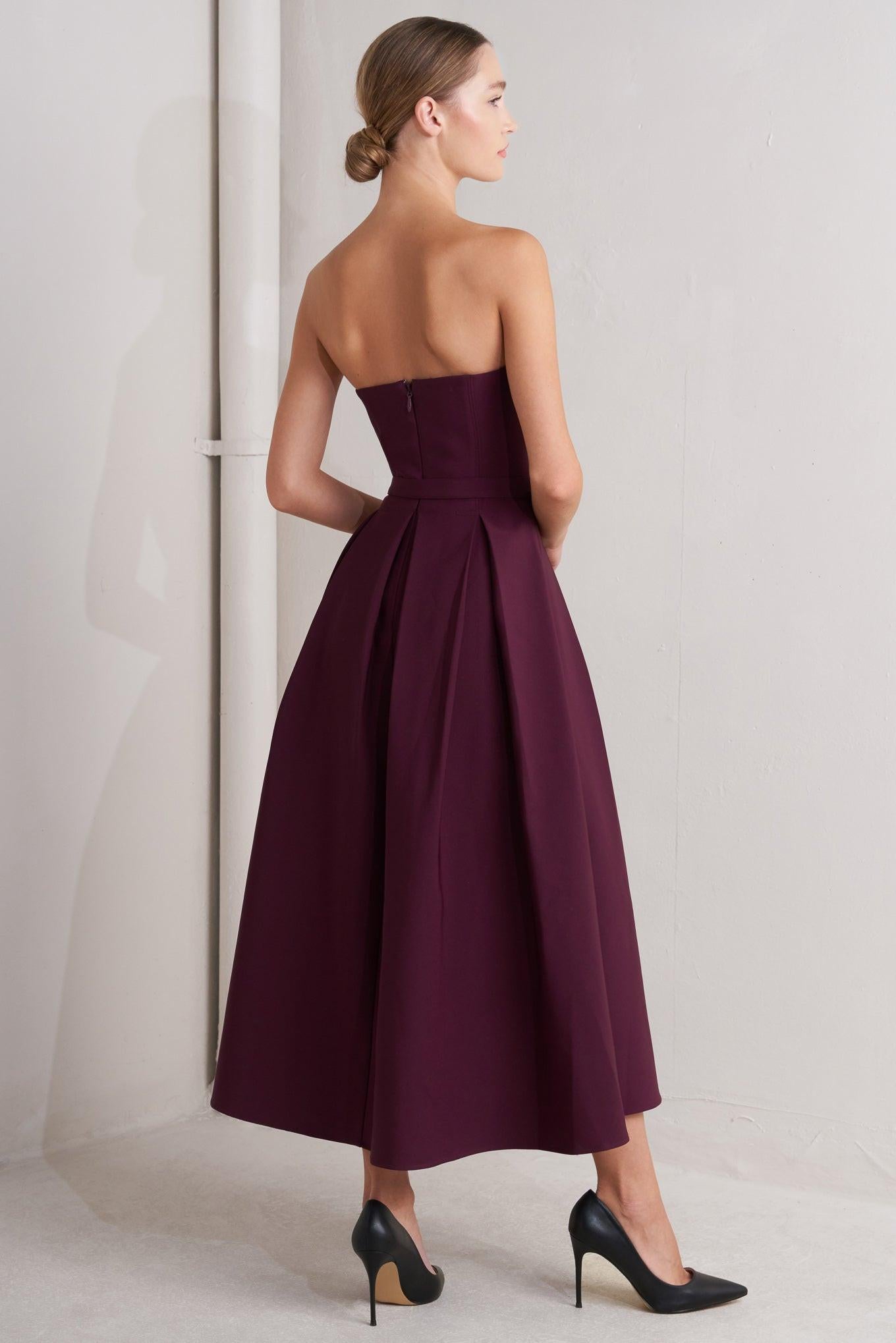 OPERA WINE WOVEN MIDI DRESS - Glamourous Grace