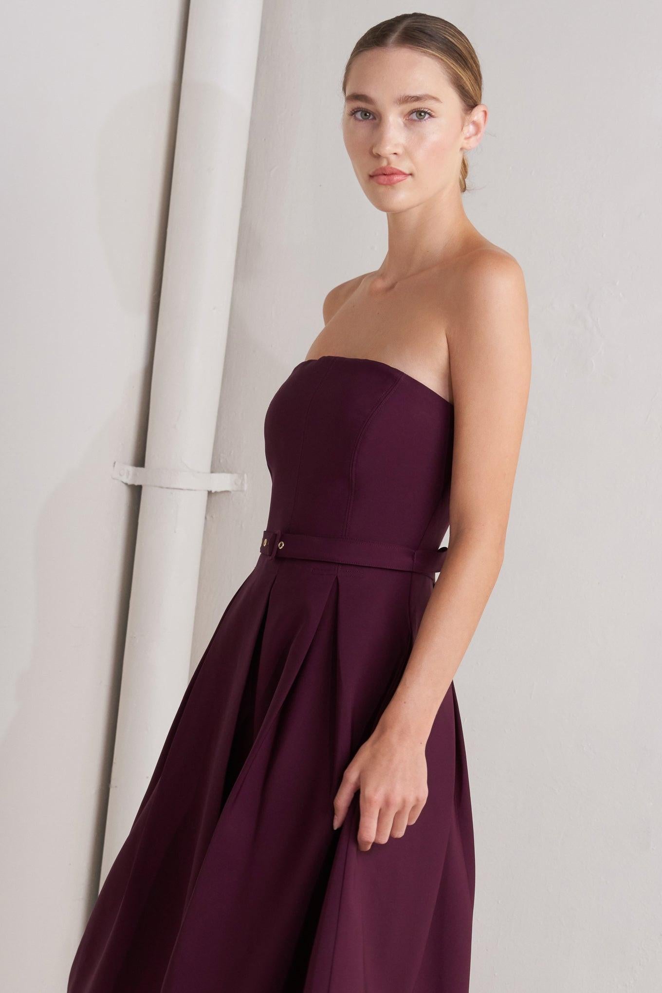 OPERA WINE WOVEN MIDI DRESS - Glamourous Grace