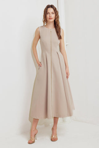 ZIP & FLOW WOVEN MIDI DRESS - Glamourous Grace