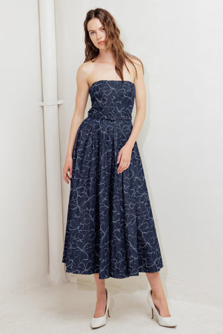 MOONDUST GARDEN DENIM MIDI DRESS - Glamourous Grace