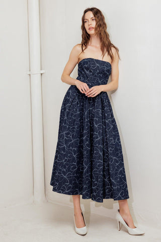 MOONDUST GARDEN DENIM MIDI DRESS - Glamourous Grace