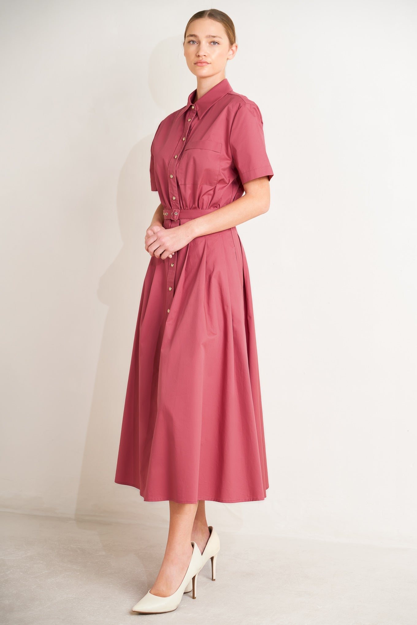 CINCHED COUTURE WOVEN MIDI DRESS - Glamourous Grace