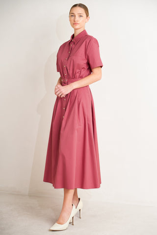 CINCHED COUTURE WOVEN MIDI DRESS - Glamourous Grace
