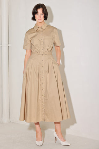 CINCHED COUTURE WOVEN MIDI DRESS - Glamourous Grace