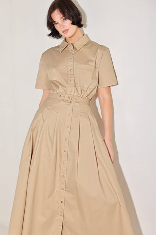 CINCHED COUTURE WOVEN MIDI DRESS - Glamourous Grace