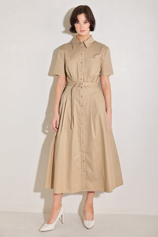 CINCHED COUTURE WOVEN MIDI DRESS - Glamourous Grace