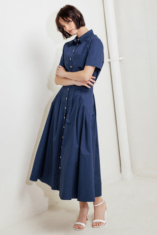 CINCHED COUTURE WOVEN MIDI DRESS - Glamourous Grace