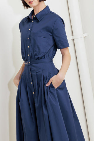 CINCHED COUTURE WOVEN MIDI DRESS - Glamourous Grace