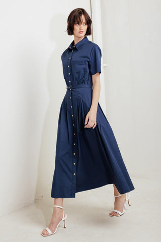 CINCHED COUTURE WOVEN MIDI DRESS - Glamourous Grace