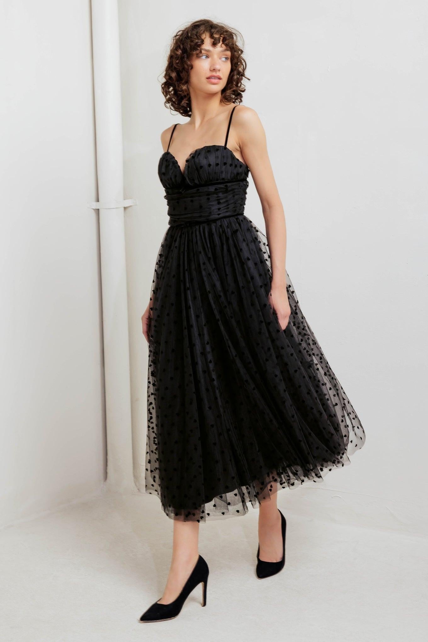 HEART DOT BALLET TULLE MIDI DRESS - Glamourous Grace