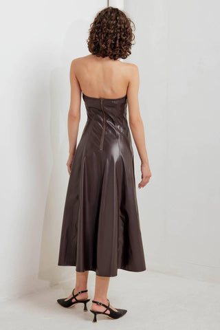 ESPRESSO DIVA FAUX LEATHER MIDI DRESS - Glamourous Grace