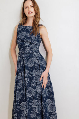 DUSK ROSE WOVEN DENIM MIDI DRESS - Glamourous Grace