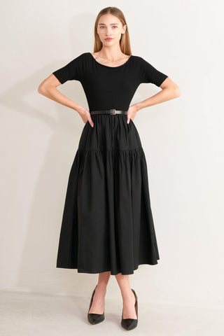 SADDLE BREEZE BLACK MIDI DRESS - Glamourous Grace
