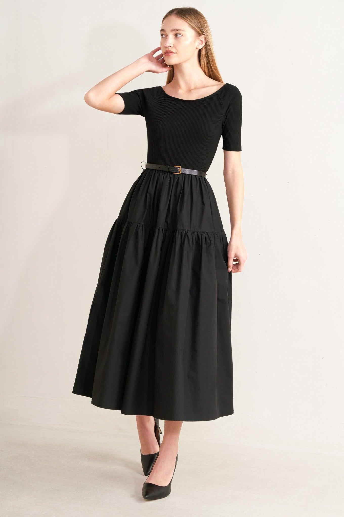 SADDLE BREEZE BLACK MIDI DRESS - Glamourous Grace