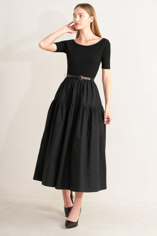 SADDLE BREEZE BLACK MIDI DRESS - Glamourous Grace