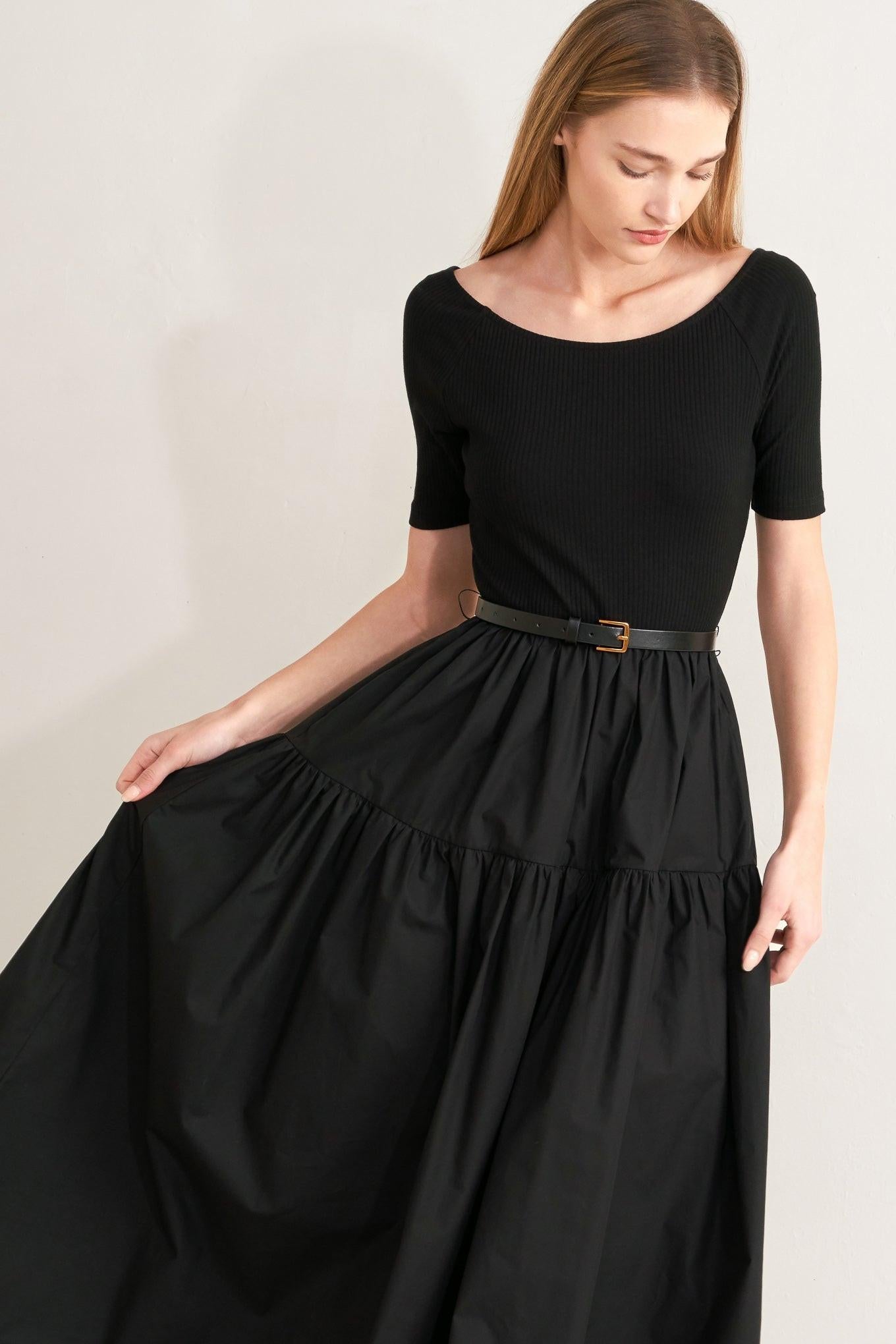 SADDLE BREEZE BLACK MIDI DRESS - Glamourous Grace