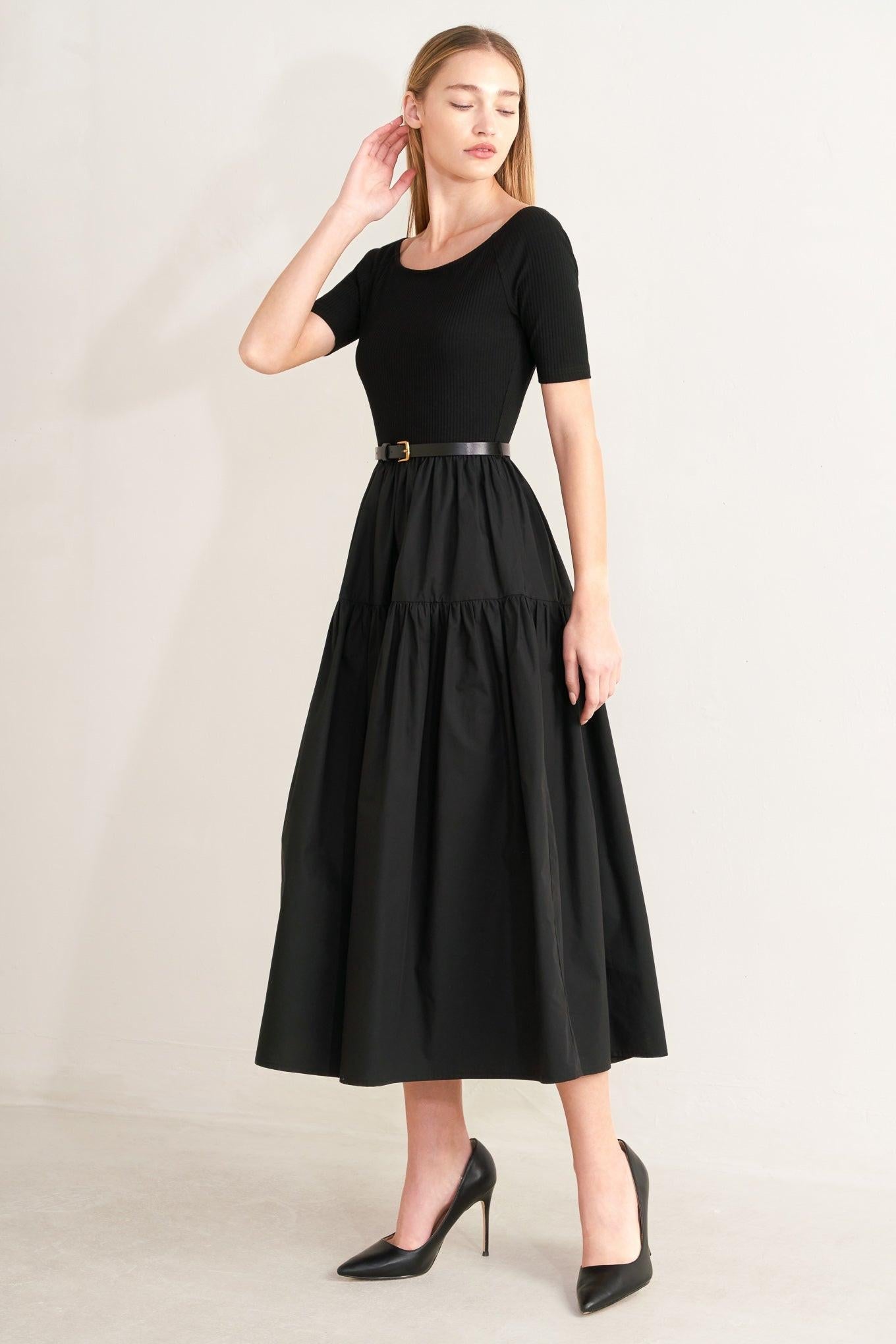 SADDLE BREEZE BLACK MIDI DRESS - Glamourous Grace