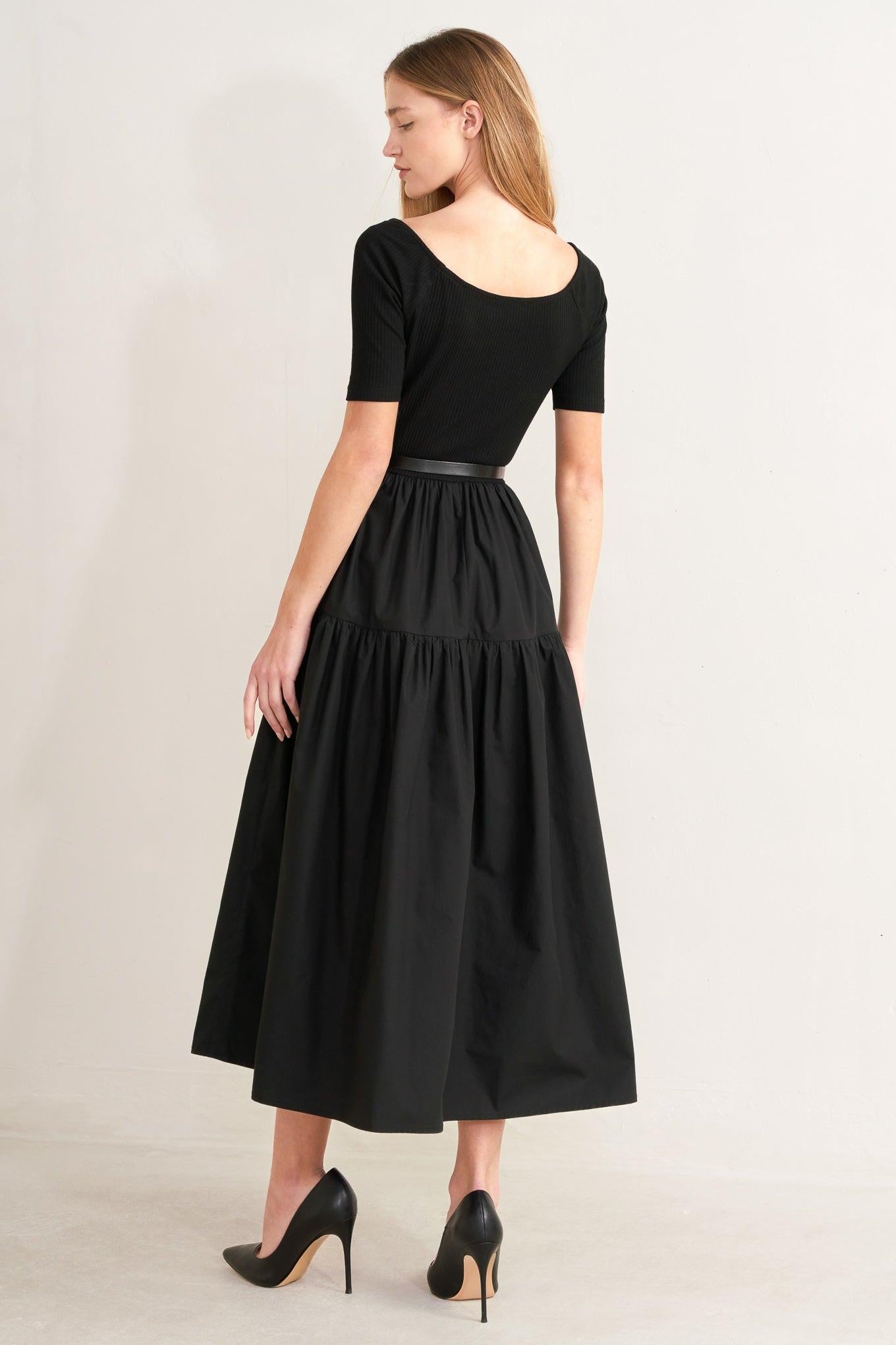 SADDLE BREEZE BLACK MIDI DRESS - Glamourous Grace