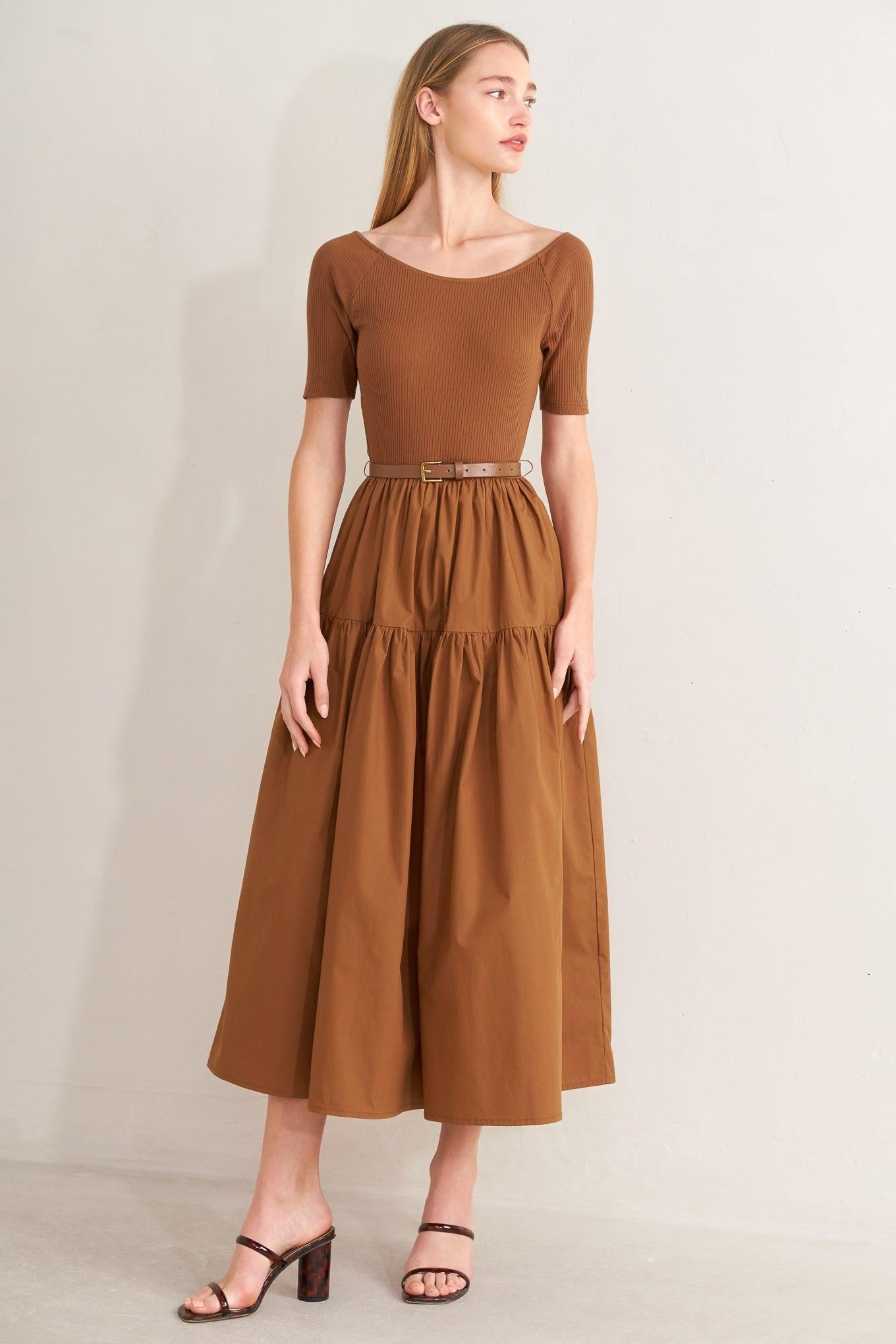 SADDLE BREEZE RUST MIDI DRESS - Glamourous Grace