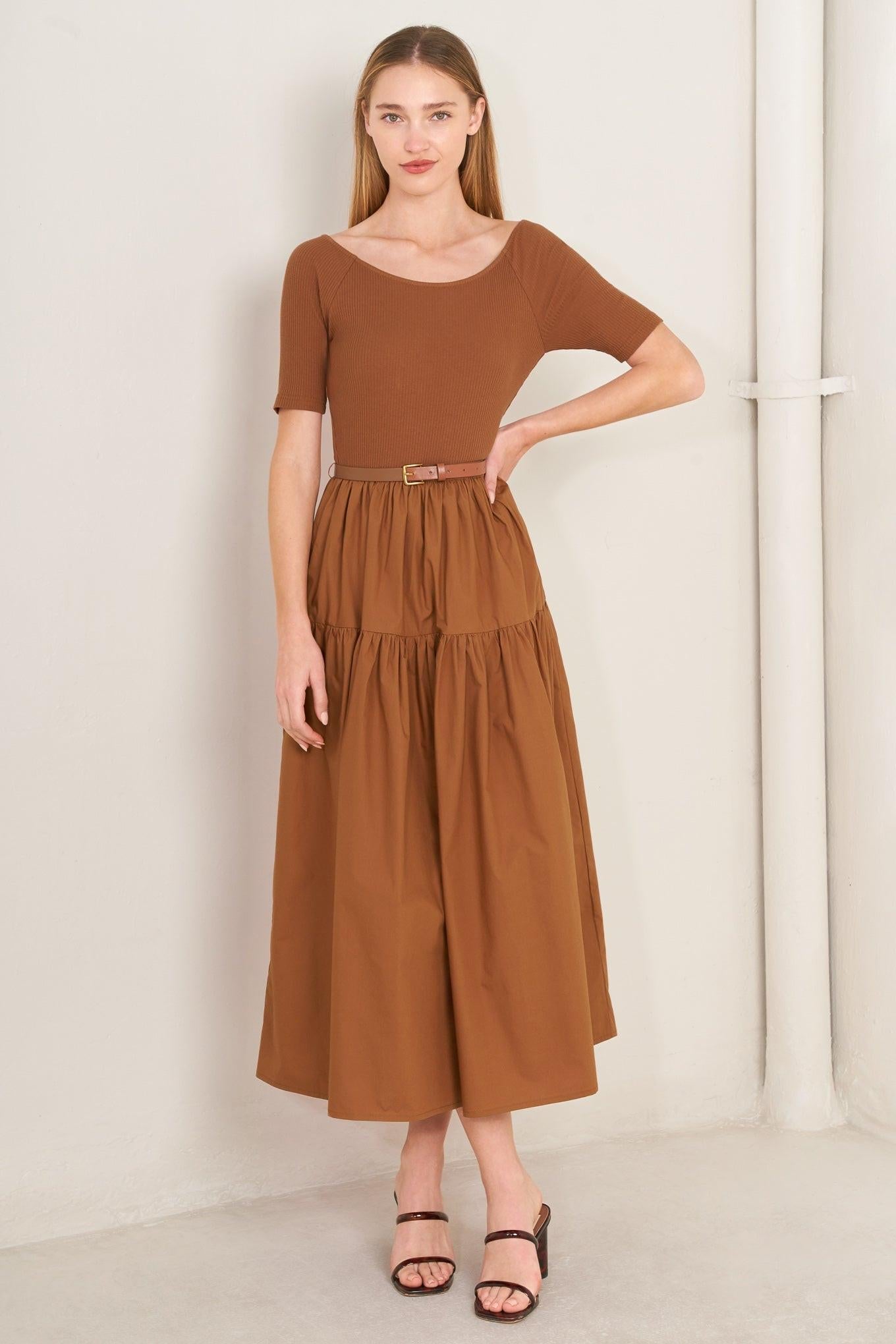 SADDLE BREEZE RUST MIDI DRESS - Glamourous Grace