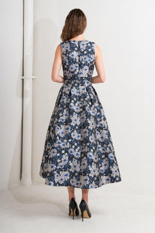 LUX BLOOMING WOVEN JACQUARD MIDI DRESS - Glamourous Grace