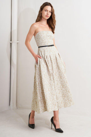 WHISPER LEAF WOVEN MIDI DRESS - Glamourous Grace