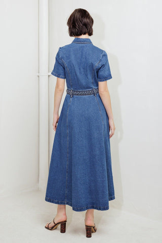 HIDDEN SMILE DENIM MIDI RESS - Glamourous Grace