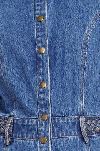 HIDDEN SMILE DENIM MIDI RESS - Glamourous Grace