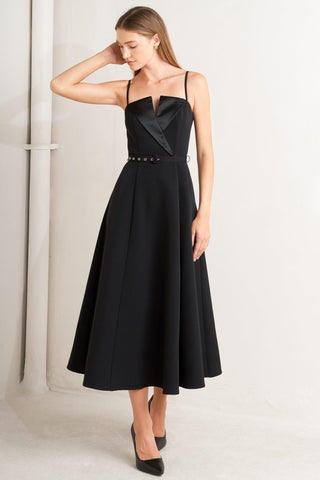 MIDNIGHT TUX WOVEN MIDI DRESS - Glamourous Grace