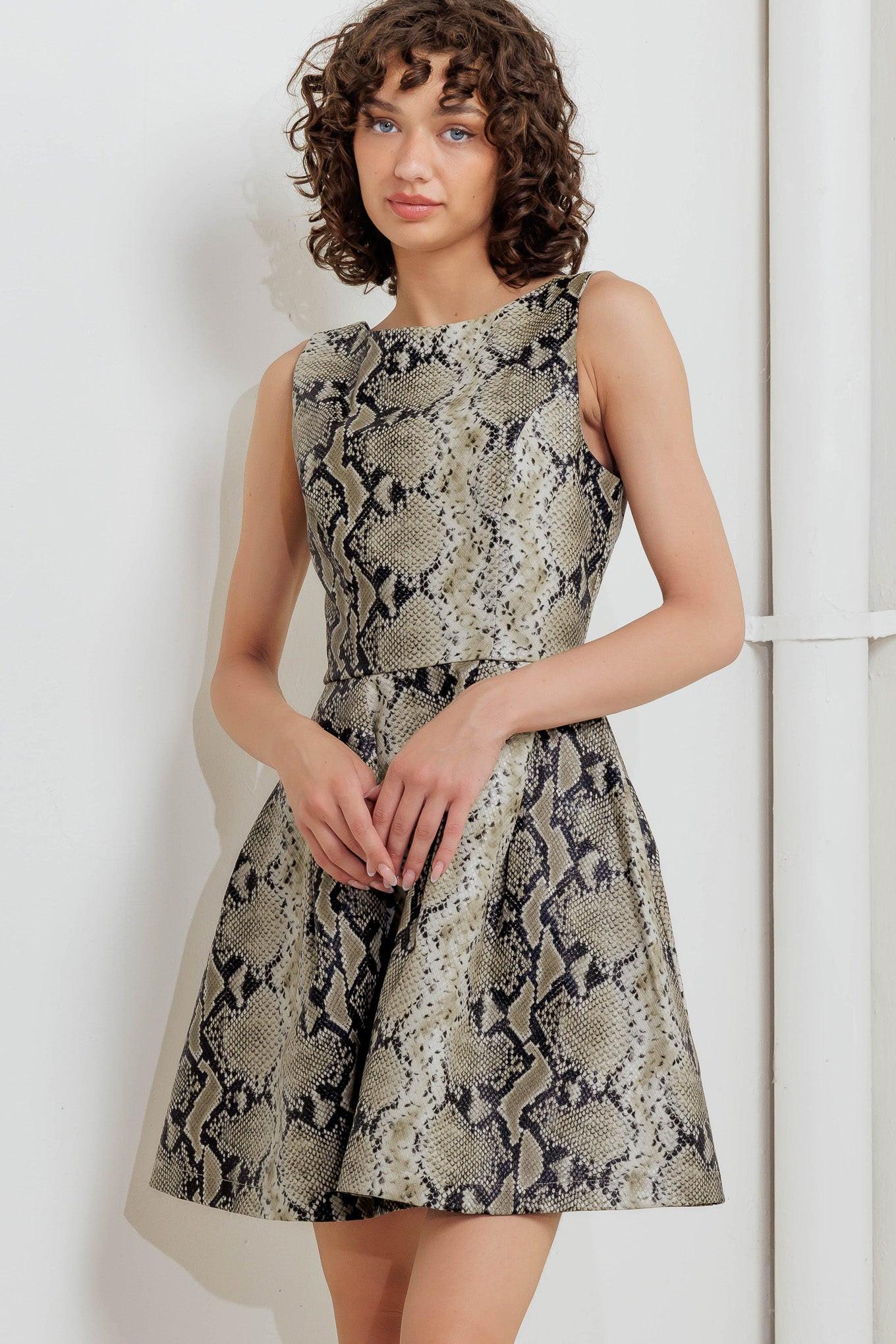 SNAKE GLAM FAUX LEATHER MINI DRESS - Glamourous Grace