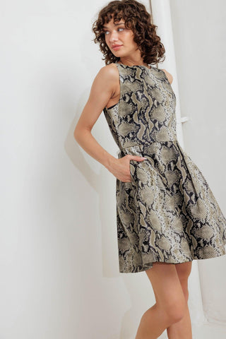 SNAKE GLAM FAUX LEATHER MINI DRESS - Glamourous Grace