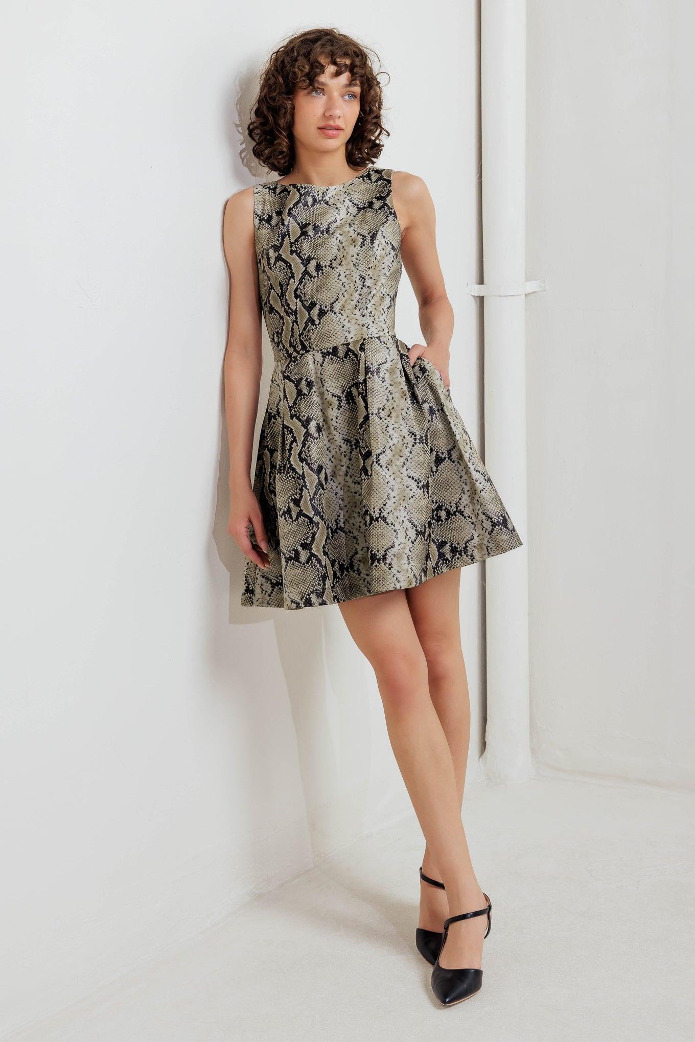 SNAKE GLAM FAUX LEATHER MINI DRESS - Glamourous Grace