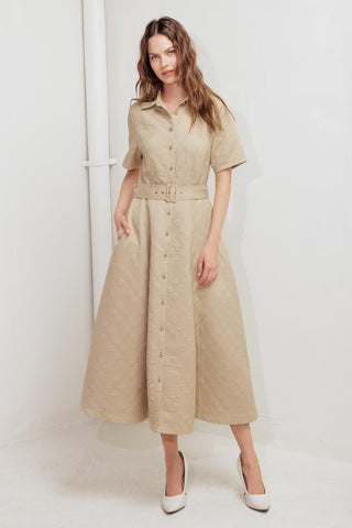 NEUTRAL CHIC WOVEN MIDI DRESS - Glamourous Grace