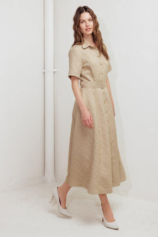 NEUTRAL CHIC WOVEN MIDI DRESS - Glamourous Grace