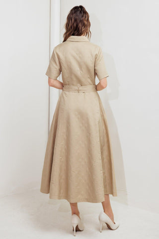 NEUTRAL CHIC WOVEN MIDI DRESS - Glamourous Grace
