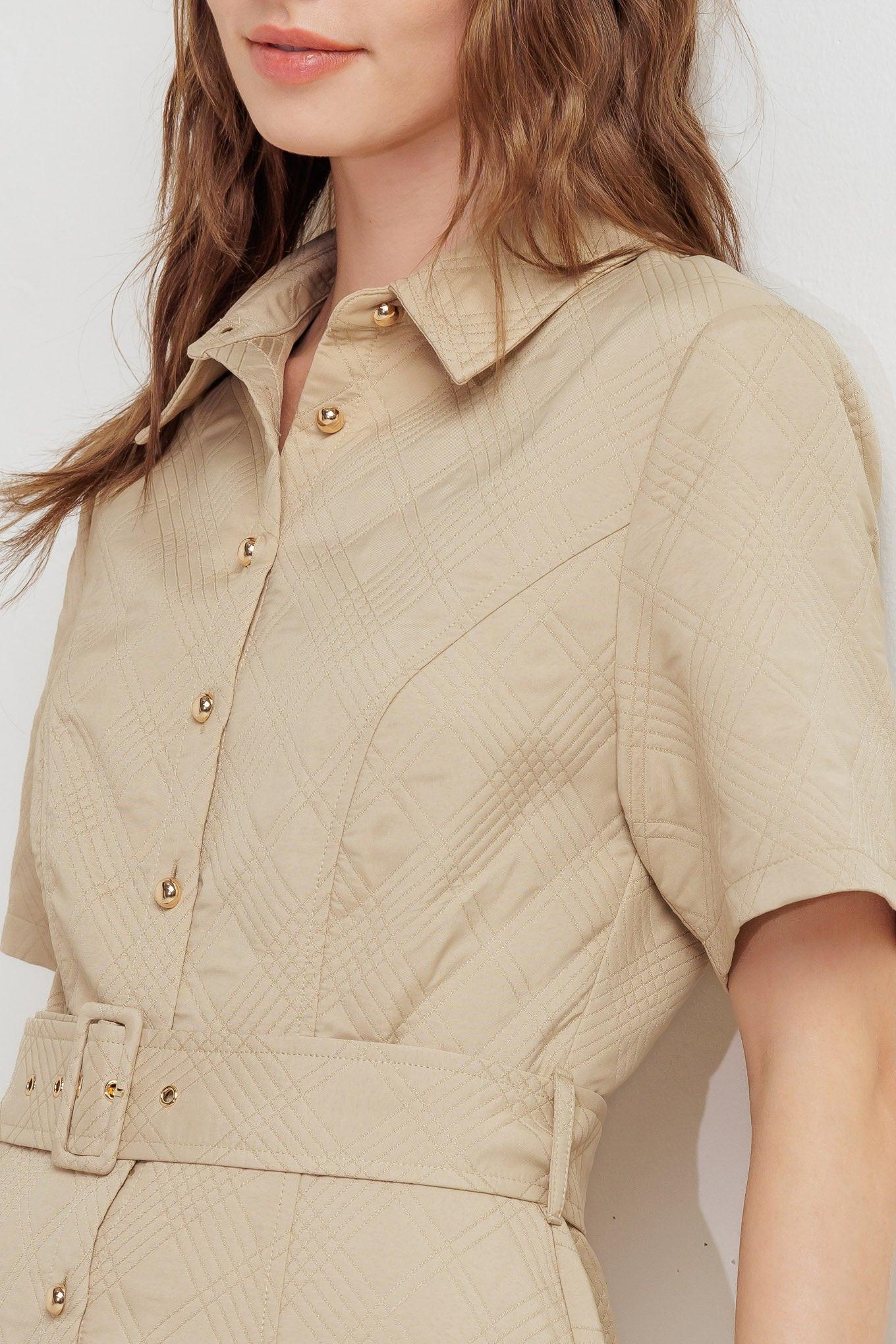 NEUTRAL CHIC WOVEN MIDI DRESS - Glamourous Grace
